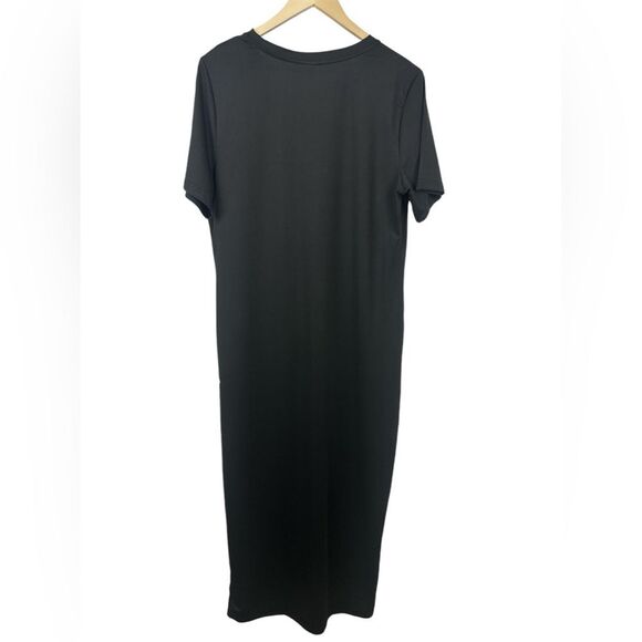 NWT SHEIN SXY Plus Size 2XL Casual Solid Color Black Slim Fit Short Sleeve Dress - Picture 4 of 7